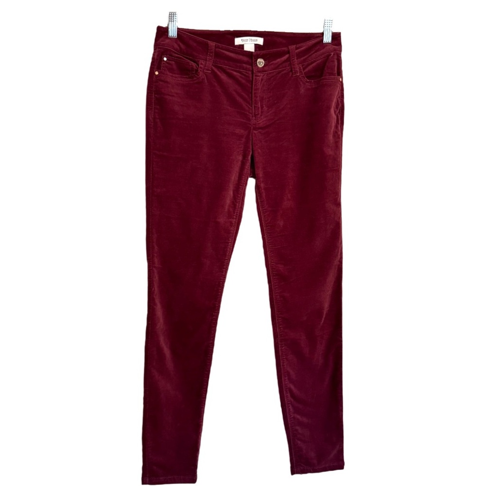 WHBM White House Black Market Wine Burgundy Velvet Stretch Pants Size 2 NWOT